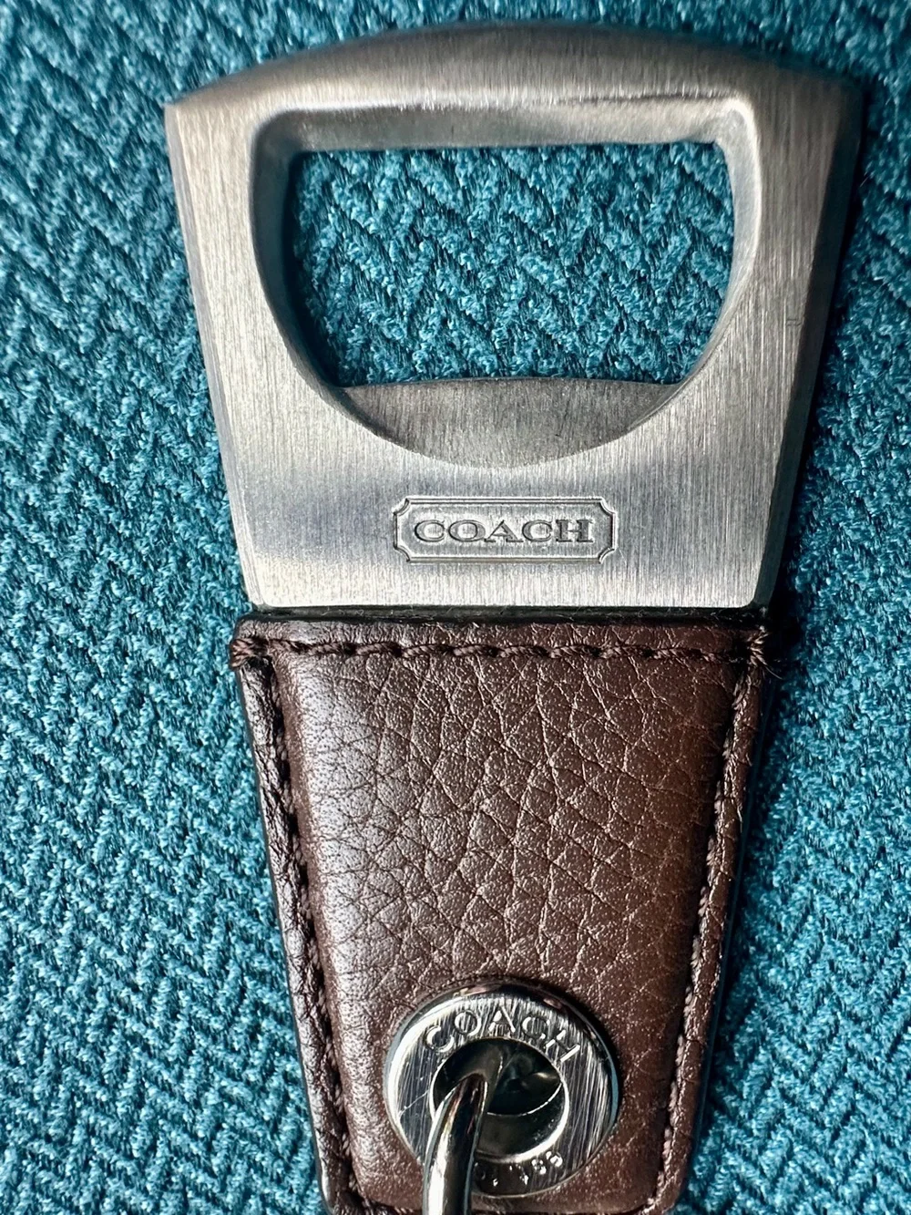 Coach Mahogany Leather Bottle Opener Keychain unisex - (Style F62097) - NEW